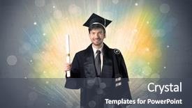  Presentation with sparkly bokeh lights pastel - Audience pleasing presentation theme consisting of university road direction - happy graduate with colorful bokeg backdrop and a  colored foreground