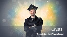  Presentation with lights - Theme enhanced with university road direction - happy graduate with colorful bokeg background and a  colored foreground