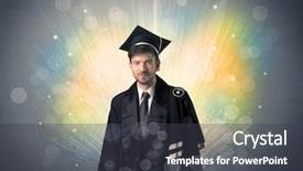  Presentation with sparkly bokeh lights pastel - Slide deck with university road direction - happy graduate with colorful bokeg background and a dark gray colored foreground