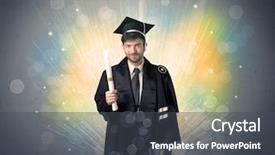  Presentation with sparkly bokeh lights pastel - Theme consisting of university road direction - happy graduate with colorful bokeg background and a  colored foreground