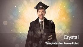  Presentation with lights - Slide deck featuring university road direction - happy graduate with colorful bokeg background and a  colored foreground