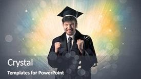  Presentation with sparkly bokeh lights pastel - Cool new PPT layouts with university road direction - happy graduate with colorful bokeg backdrop and a  colored foreground