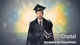  Presentation with sparkly bokeh lights pastel - PPT theme featuring university road direction - happy graduate with colorful bokeg background and a dark gray colored foreground