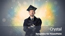  Presentation with lights - Presentation having university road direction - happy graduate with colorful bokeg background and a dark gray colored foreground