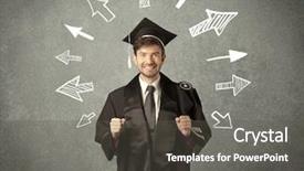  Presentation with hand drawn school - PPT layouts featuring university road direction - young graduate student with hand background and a dark gray colored foreground