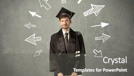  Presentation with hand drawn school - Beautiful PPT layouts featuring university road direction - young graduate student with hand backdrop and a  colored foreground