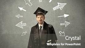  Presentation with hand drawn cartoon of sports - Slide set with university road direction - young graduate student with hand background and a gray colored foreground