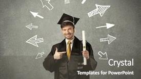  Presentation with paper hand drawn politics - Slide set featuring university road direction - young graduate student with hand background and a dark gray colored foreground