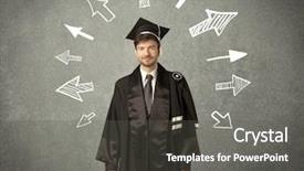  Presentation with hand drawn brush stroke design - Theme consisting of university road direction - young graduate student with hand background and a  colored foreground