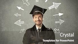  Presentation with student - Presentation enhanced with university road direction - young graduate student with hand background and a dark gray colored foreground