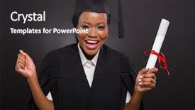  Presentation with certificate - Beautiful presentation theme featuring university student holding her graduation backdrop and a  colored foreground