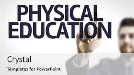  Presentation with physical education - Beautiful theme featuring university student human development - business man pointing to transparent backdrop and a white colored foreground