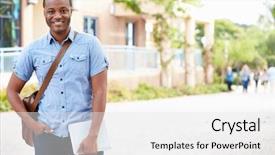  Presentation with outdoors - Colorful presentation theme enhanced with university student outdoors on campus backdrop and a white colored foreground