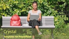  Presentation with stream - Cool new slide deck with university-student-watching-a-live backdrop and a tawny brown colored foreground