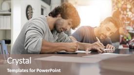  Presentation with application - PPT layouts having university students filling in application background and a coral colored foreground