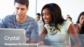  Presentation with technology students - PPT theme enhanced with mature cone on branch of blue fir-tree blue green white colorado blue spruce picea pungens covered with hoarfrost new year s bekraund place for a copy-paste background and a gray colored foreground.