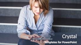  Presentation with college - Amazing slide deck having university technology - pretty young businesswoman college student backdrop and a ocean colored foreground