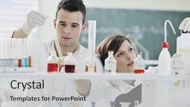  Presentation with technology students - Colorful presentation enhanced with university technology - young students in bright lab backdrop and a light gray colored foreground