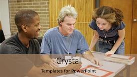  Presentation with diverse students - Cool new presentation theme with university vocational - group of diverse adult education backdrop and a coral colored foreground