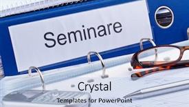  Presentation with vocational training - Presentation design consisting of university vocational - icon image for further education background and a light blue colored foreground