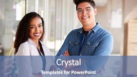  Presentation with school building - Presentation design consisting of university vocational - portrait of smiling male background and a ocean colored foreground