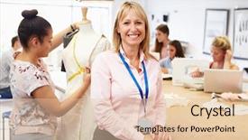  Presentation with mens fashion portrait - Presentation theme having university vocational - portrait of teacher helping college background and a  colored foreground