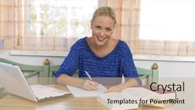  Presentation with vocational - Presentation featuring university vocational - student studying for her studies background and a soft green colored foreground