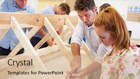  Presentation with helping students to succedd - Presentation theme consisting of university vocational - teacher helping college students studying background and a lemonade colored foreground