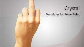  Presentation with grab hand - Audience pleasing presentation theme consisting of unkind - human hand pointing up backdrop and a light gray colored foreground