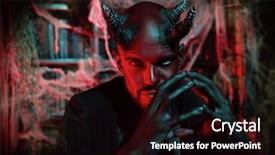  Presentation with horror movie - Colorful theme enhanced with unkind - portrait of a bad demon backdrop and a black colored foreground