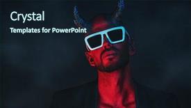  Presentation with horror movie - Beautiful PPT theme featuring unkind - portrait of a bad demon backdrop and a wine colored foreground