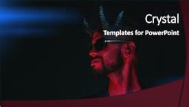  Presentation with horror movie - Beautiful presentation theme featuring unkind - portrait of a bad demon backdrop and a black colored foreground