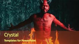  Presentation with horror movie - Presentation theme enhanced with unkind - portrait of a bad demon background and a tawny brown colored foreground