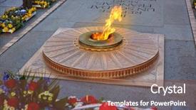  Presentation with translation - Slide set featuring unknown soldier memorial flame under arc de triomphe in paris france since 1921 translation a french soldier dead for the nation background and a tawny brown colored foreground