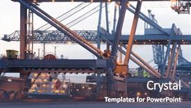  Presentation with ship grain container - Amazing presentation theme having huge cranes used to load backdrop and a dark gray colored foreground