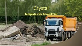 Presentation with construction materials - PPT theme with unloading-of-building-materials background and a tawny brown colored foreground