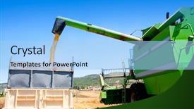  Presentation with cereal - PPT layouts having unloading wheat cereal in truck background and a light blue colored foreground