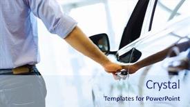  Presentation with car door - Amazing slide deck having autumn leaves mushroom boletus on the background of vintage wooden table top view copy space backdrop and a gray colored foreground