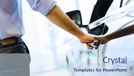  Presentation with car door - Amazing presentation theme having unlock customer - close up human hand opening backdrop and a sky blue colored foreground