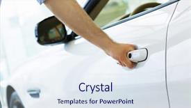  Presentation with car door - Cool new presentation theme with unlock customer - close up human hand opening backdrop and a sky blue colored foreground