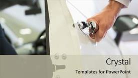  Presentation with car door - Slide deck consisting of unlock customer - man holding a car door background and a soft green colored foreground