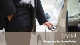  Presentation with car door - Theme enhanced with unlock customer - man opening a car door background and a gray colored foreground