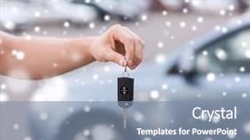  Presentation with car key - Slides enhanced with unlock customer - transportation people season and ownership background and a seafoam green colored foreground