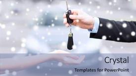  Presentation with car key - PPT layouts enhanced with unlock customer - transportation people season and ownership background and a light blue colored foreground