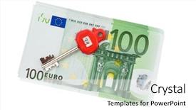  Presentation with european union - Presentation design consisting of unloc mind - many euro banknotes background and a white colored foreground