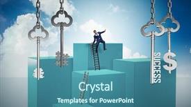  Presentation with goal - Presentation design consisting of unlock money goal - businessman in key to financial background and a ocean colored foreground