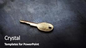  Presentation with unlock - Beautiful presentation featuring unlock potential - golden key on an dark backdrop and a dark gray colored foreground