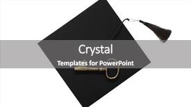  Presentation with graduation white cap - Beautiful presentation featuring unlock potential - graduation cap and key isolated backdrop and a gray colored foreground