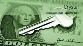  Presentation with dollar - Amazing presentation theme having unlock potential - key on u s dollar backdrop and a seafoam green colored foreground