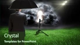  Presentation with football lights - Presentation theme having unlock world - businessman climbing up ladder background and a tawny brown colored foreground